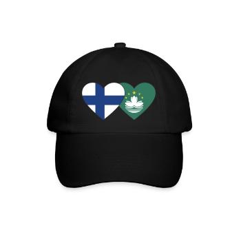 Finnland Macau Flagge Herz - Baseballkappe - Schwarz/Schwarz - Vorne