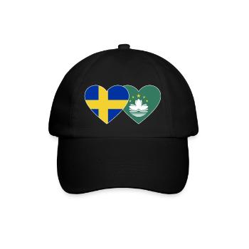Schweden Macau Flagge Herz - Baseballkappe - Schwarz/Schwarz - Vorne