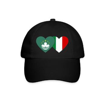 Macau Italy Flag Heart - Baseball Cap - black/black - Front