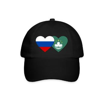 Russland Macau Flagge Herz - Baseballkappe - Schwarz/Schwarz - Vorne