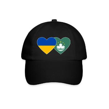 Ukraine Macau Flagge Herz - Baseballkappe - Schwarz/Schwarz - Vorne