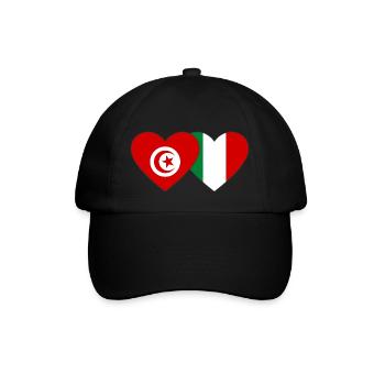 Tunisia Italy Flag Heart - Baseball Cap - black/black - Front