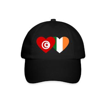 Tunesien Irland Flagge Herz - Baseballkappe - Schwarz/Schwarz - Vorne