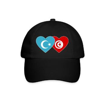 Les Ouïghours du drapeau tunisien cœur - Casquette classique - noir/noir - Devant