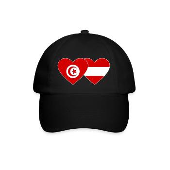 Tunisia Austria Flag Heart - Baseball Cap - black/black - Front