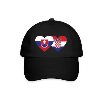 Slovakia Croatia Flag Heart - Baseball Cap - black/black - Front