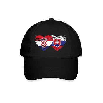 Kroatien Slowakei Flagge Herz used - Baseballkappe - Schwarz/Schwarz - Vorne