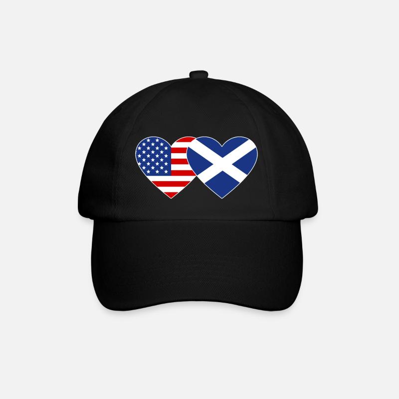 USA Schottland Flagge Herz - Baseballkappe - Schwarz/Schwarz