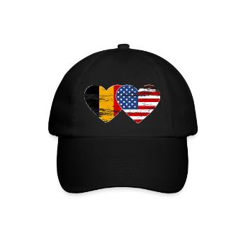 Belgium USA flag heart used - Baseball Cap - black/black - Front