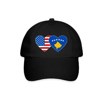 USA Kosovo flag heart - Baseball Cap - black/black - Front