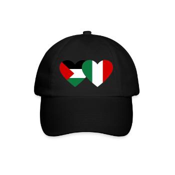 Palestine Italy Flag Heart - Baseball Cap - black/black - Front