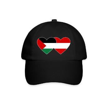 Palestine Austria Flag Heart - Baseball Cap - black/black - Front