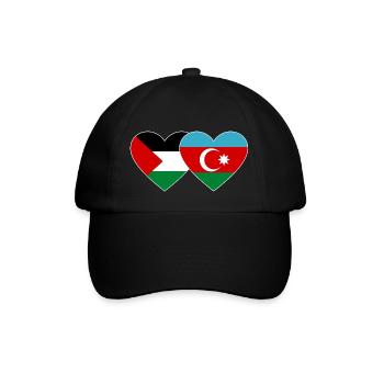 Palestine Azerbaijan Flag Heart - Baseball Cap - black/black - Front