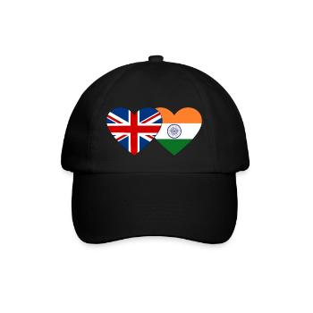 England India Flag Heart - Baseball Cap - black/black - Front
