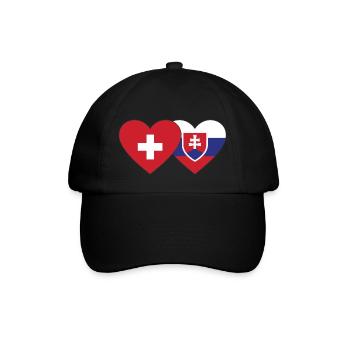 Switzerland Slovakia Flag Heart - Baseball Cap - black/black - Front