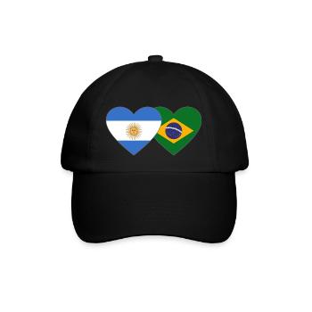 Argentinien Brasilien Flagge Herz - Baseballkappe - Schwarz/Schwarz - Vorne