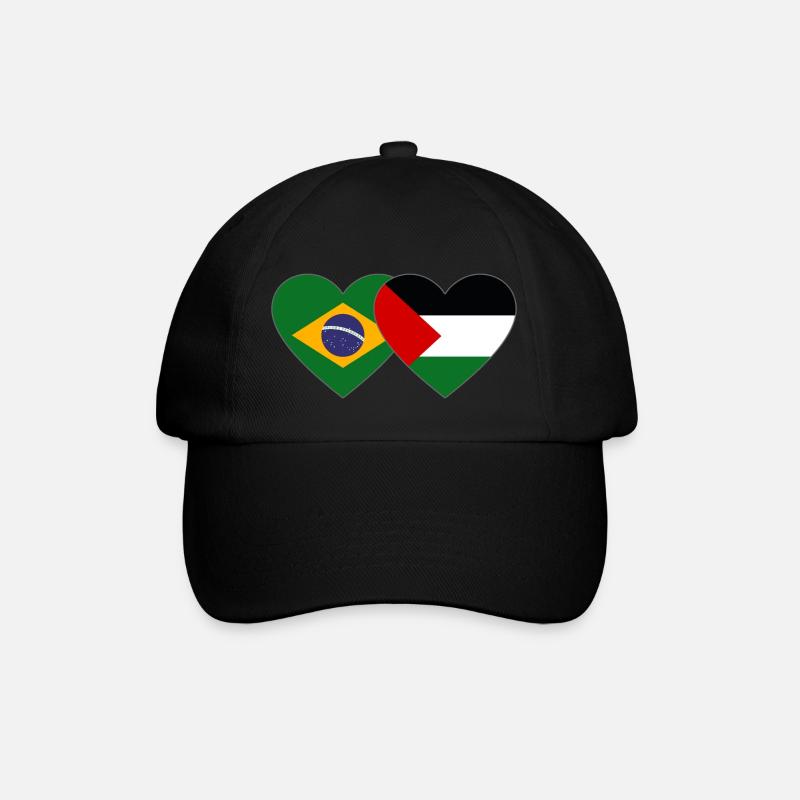Brésil Palestine drapeau coeur - Casquette classique - noir/noir
