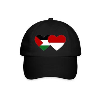 Palestine Indonesia Flag Heart - Baseball Cap - black/black - Front