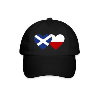 Schottland Polen Flagge Herz - Baseballkappe - Schwarz/Schwarz - Vorne