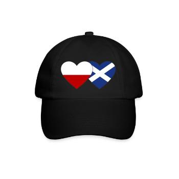 Polen Schottland Flagge Herz - Baseballkappe - Schwarz/Schwarz - Vorne
