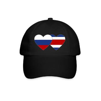 Russland Costa Rica Flagge Herz - Baseballkappe - Schwarz/Schwarz - Vorne