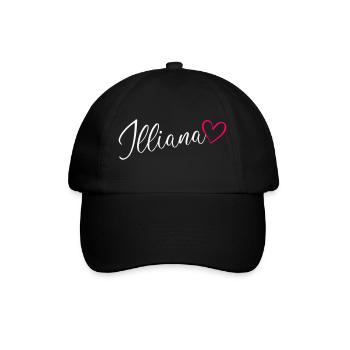 Illiana Name Vorname Herz Pink - Baseballkappe - Schwarz/Schwarz - Vorne