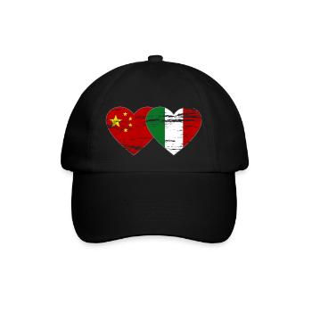 China Italy Flag Heart Used - Baseball Cap - black/black - Front