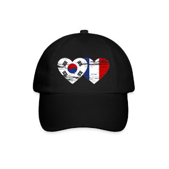 Corée du Sud France Drapeau Coeur Utilisé - Casquette classique - noir/noir - Devant