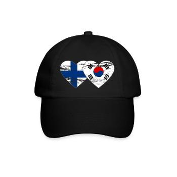 Finlande Corée du Sud drapeau coeur utilisé - Casquette classique - noir/noir - Devant