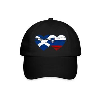 Scotland Slovenia flag heart used - Baseball Cap - black/black - Front