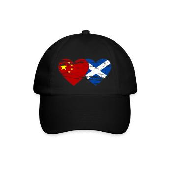 Scotland China Flag Heart Used - Baseball Cap - black/black - Front