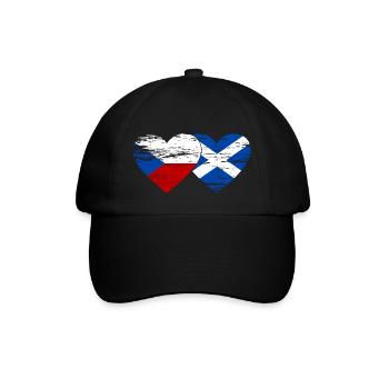 Czech Republic Scotland flag heart used - Baseball Cap - black/black - Front