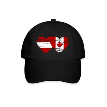Austria Canada flag heart used - Baseball Cap - black/black - Front