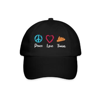 Peace Love Trains - Baseball Cap - black/black - Front