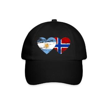 Argentine Norvège drapeau coeur utilisé - Casquette classique - noir/noir - Devant