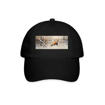 Fuchs Landschaft Schnee - Baseballkappe - Schwarz/Schwarz - Vorne