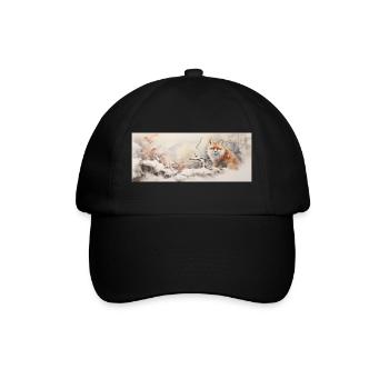 Niedlicher kleiner Fuchs - Baseballkappe - Schwarz/Schwarz - Vorne