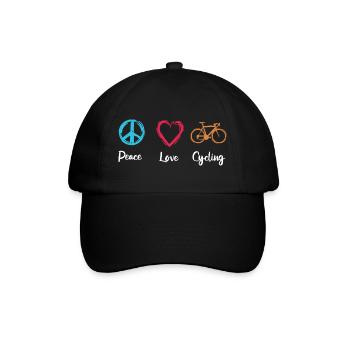 Frieden Liebe Radfahren - Baseballkappe - Schwarz/Schwarz - Vorne