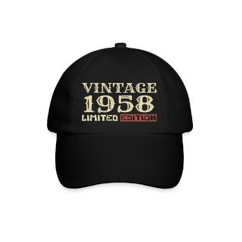 1958 Vintage: 66th Anniversary Unique Retro Gift - Baseball Cap - black/black - Front