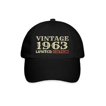 Jahrgang 1963: Einzigartiges Retro-Geschenk zum 61. Jahrestag - Baseballkappe - Schwarz/Schwarz - Vorne