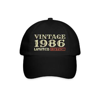 1986 Vintage: 38th Anniversary Unique Retro Gift - Baseball Cap - black/black - Front