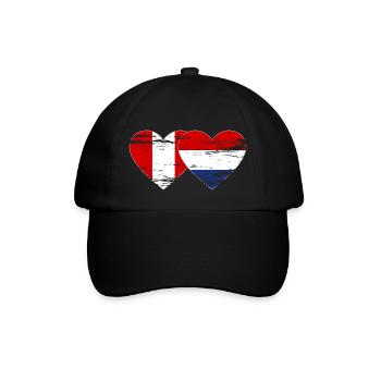 Pérou Hollande drapeau coeur utilisé - Casquette classique - noir/noir - Devant