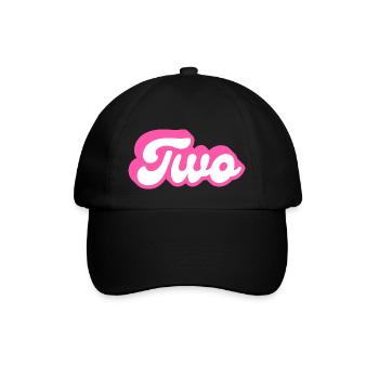 Zwei Geburtstage - 2. Geburtstag Retro Pink - Baseballkappe - Schwarz/Schwarz - Vorne