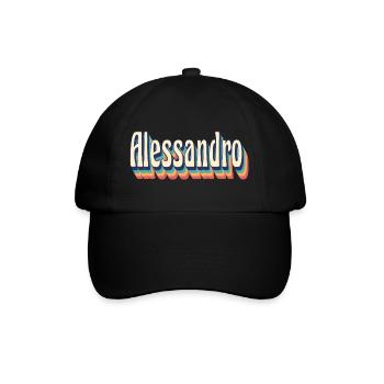 Alessandro Retro Vintage T-Shirt Geschenk T-Shirt - Baseballkappe - Schwarz/Schwarz - Vorne