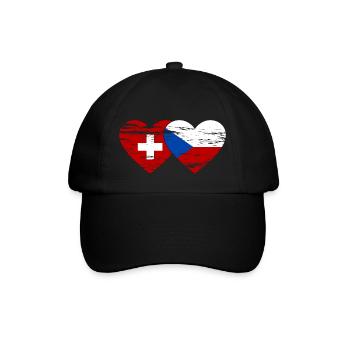 Suisse République Tchèque Drapeau Coeur Utilisé - Casquette classique - noir/noir - Devant