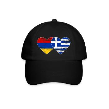 Armenien Griechenland Flagge Herz used - Baseballkappe - Schwarz/Schwarz - Vorne