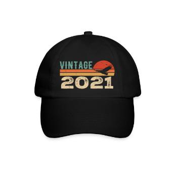 Jahrgang 2021 Retro 2021 Geburtstagsgeschenk - Baseballkappe - Schwarz/Schwarz - Vorne