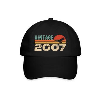 Vintage 2007 Retro 2007 Birthday Gift - Baseball Cap - black/black - Front