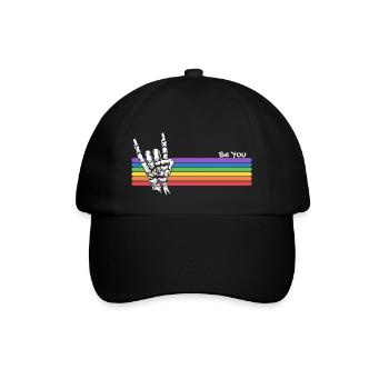 Sei du selbst, Rock Skull LGBTQ Stolz Verbündeter Gay Pride - Baseballkappe - Schwarz/Schwarz - Vorne