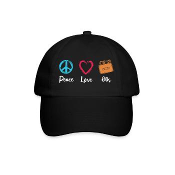 Peace Love 80s - Baseballkappe - Schwarz/Schwarz - Vorne
